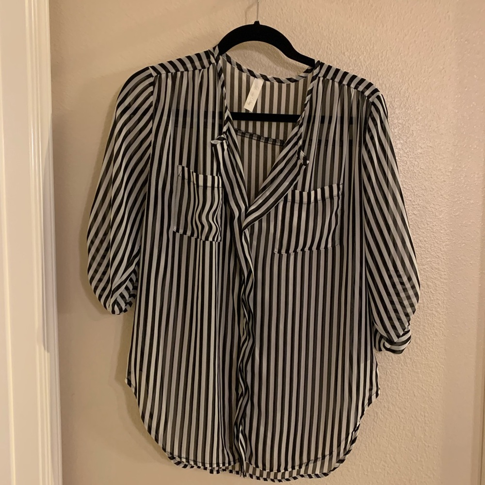 Sheer Striped Tunic Top